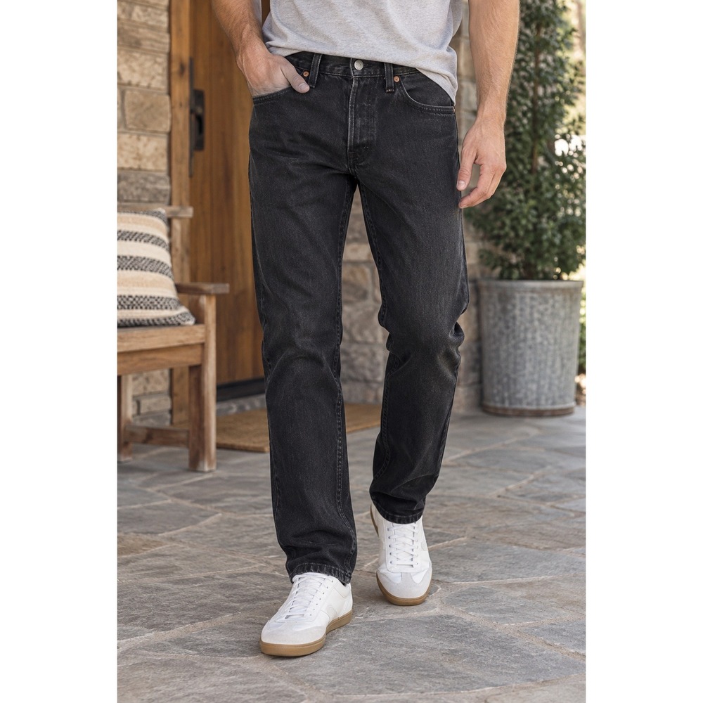 Levi's 501 Mens Black Button Fly Straight Leg Jeans W32 L32 Classic Iconic